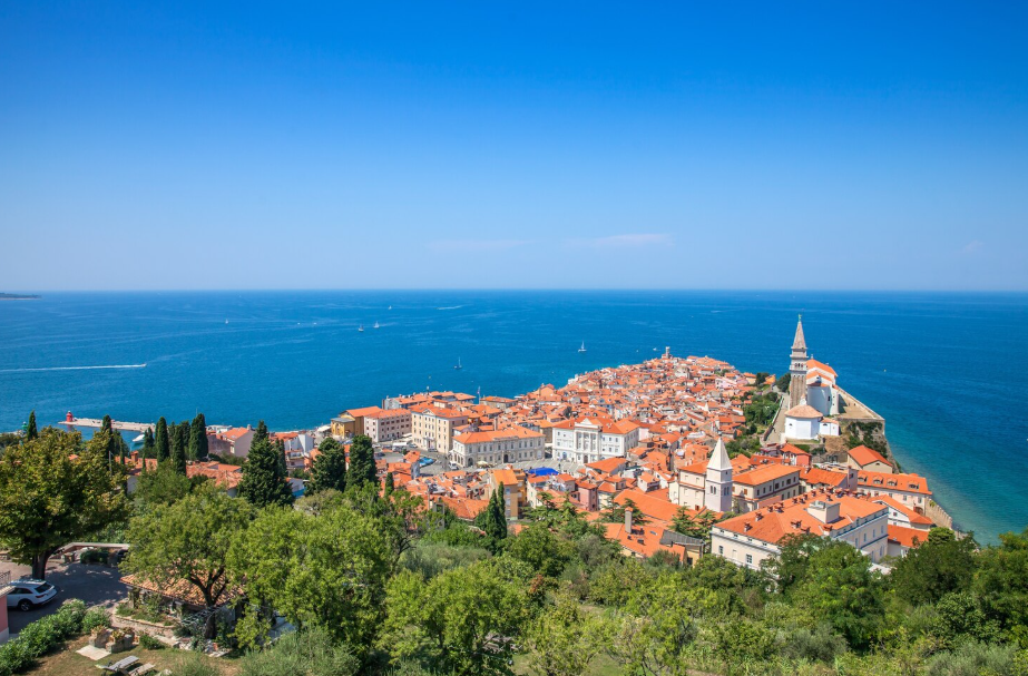 Aerial view of Piran, Slovenia, one of the most underrated coastal towns in Europe